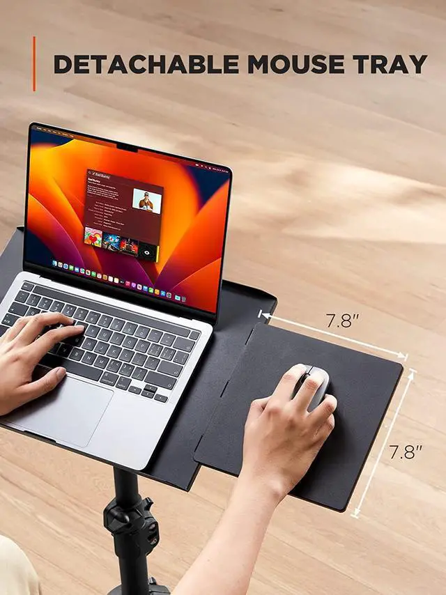 Alt view image 5 of 7 - Projector Tripod Stand, Foldable Projector Stand, Multipurpose Laptop Stand with Removable Mouse Tray, Adjustable Height 25-63 inch, Outdoor Movie Projector Stand, AMPS03