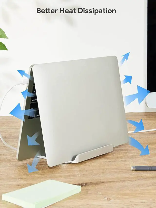Alt view image 4 of 7 - JARLINK 2-in-1 Design Vertical Laptop Stand Holder, Aluminum Laptop Stand for Desk with Adjustable Dock, Space-Saving Organizer for All MacBook, Surface, Samsung, HP, Dell, Chrome Book,Silver