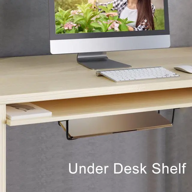 Alt view image 7 of 7 - Under Desk Laptop Mount, Laptop Under Desk Mount 2.7 inches Tall Effective Space, Aluminum Under Desk Laptop Holder Rack for Laptop MacBook Dell OptiPlex PS4 & More