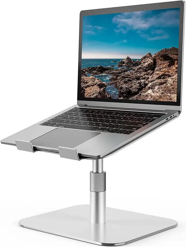 Main image of HUANUO Adjustable Laptop Stand with 360° Rotation, Aluminum Laptop Riser, Ergonomic Laptop Stand for Desk, Notebook Computer Stand Holder Compatible with 10-17Laptops, Silver, HNLS05S