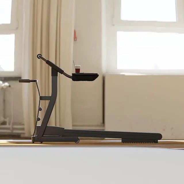 Alt view image 7 of 7 - Qsxou Treadmill Desk Attachment, 36 Inches Tread Tray Workstation Handlebars Platform with Laptop Holder, Cup Tablet Holder, Ergonomic Stand with Cooling Holes(Black)