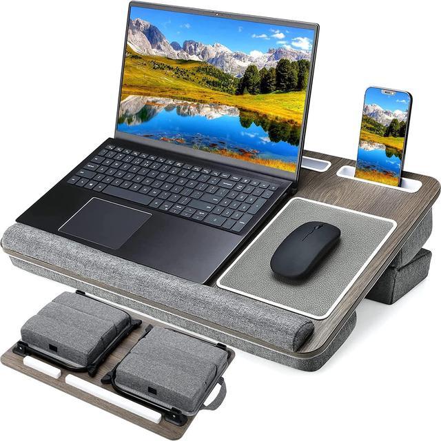 Lap Laptop Desk-Fits Up to 17Inch Foldable Laptop Bed Tray Table with  Adjustable Dual Cushion,Wrist Rest & Mouse Pad,Portable Wood Laptop Stand  for