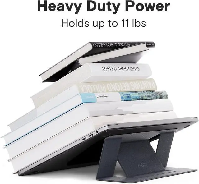 Alt view image 3 of 6 - MOFT Invisible Laptop Stand for Laptops Without Bottom Vents, Lightweight Adhesive 2-Height Repositionable Residue-Free Laptop Desk Table Stand, Up to 16 inch, Load-Bearing 5 kg (Space Gray)