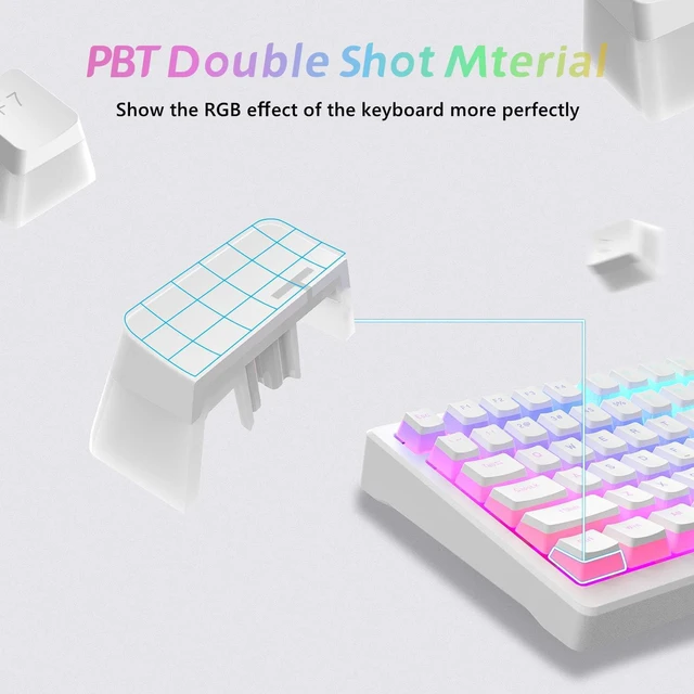 Alt view image 5 of 6 - Pudding Keycaps, PBT Keycaps 165 Keys Set Custom Keycap Set, Shine Through Keycaps OEM Profile, Universal Compatiability for 100%, 75%, 65%, 60% Keyboard - White