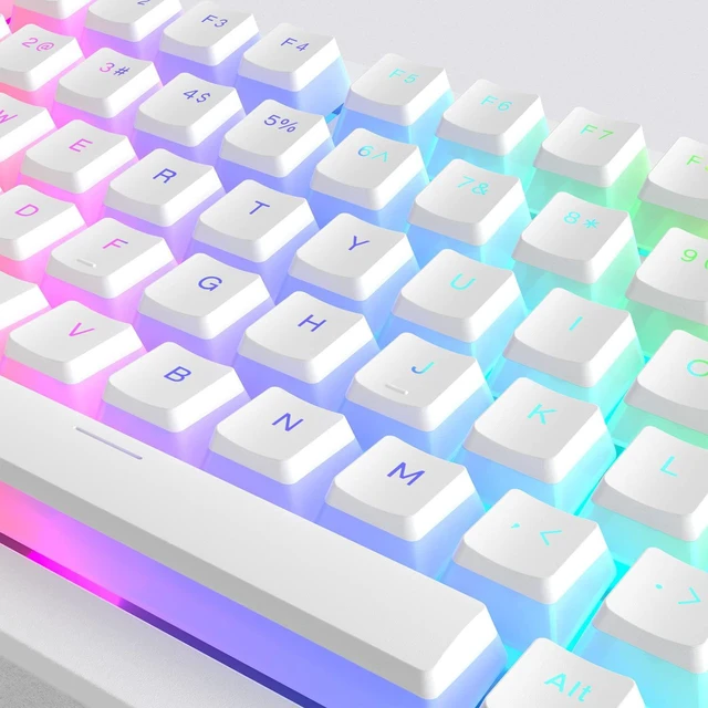 Alt view image 6 of 6 - Pudding Keycaps, PBT Keycaps 165 Keys Set Custom Keycap Set, Shine Through Keycaps OEM Profile, Universal Compatiability for 100%, 75%, 65%, 60% Keyboard - White