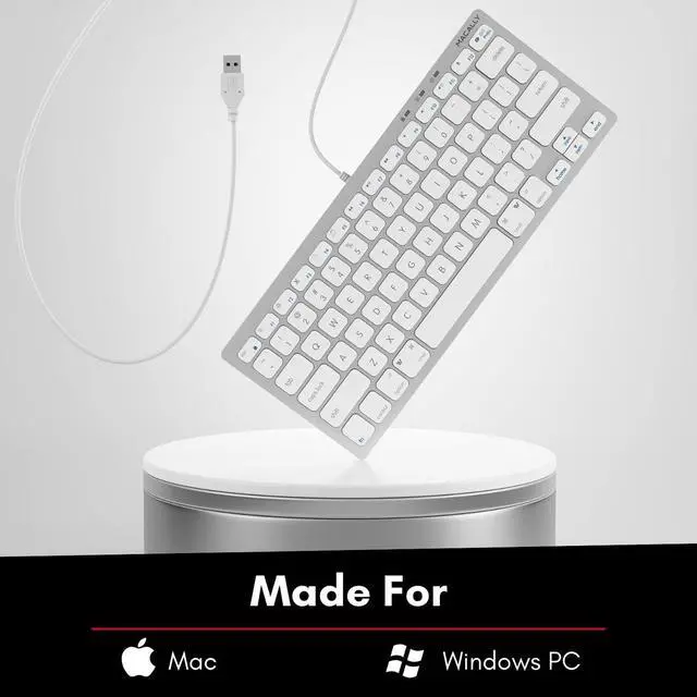 Alt view image 2 of 7 - Small Wired Keyboard for Mac and Windows - 78 Scissor Switch Keys Compatible Apple Keyboard - USB Mini Keyboard That Saves Space and Looks Great - Plug and Play Wired Mac Keyboard - Aluminum