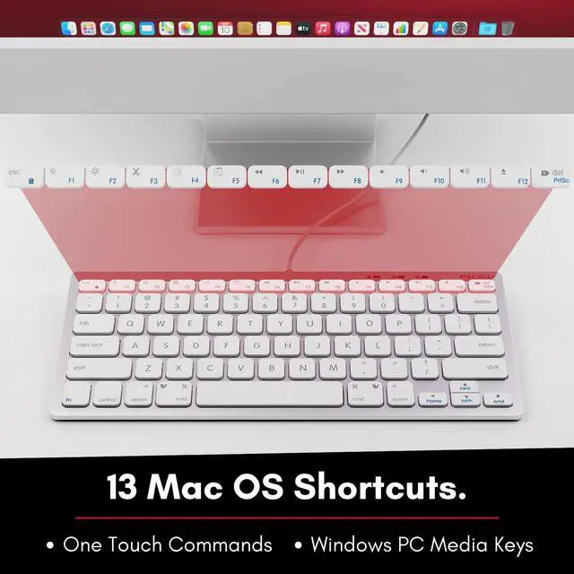 Alt view image 6 of 7 - Small Wired Keyboard for Mac and Windows - 78 Scissor Switch Keys Compatible Apple Keyboard - USB Mini Keyboard That Saves Space and Looks Great - Plug and Play Wired Mac Keyboard - Aluminum