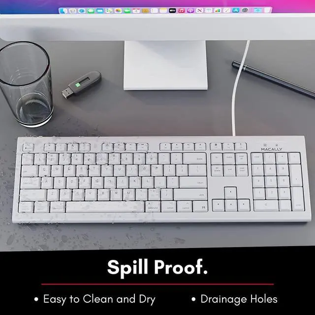 Alt view image 4 of 7 - Macally Full-Size USB Wired Keyboard for Mac Mini/Pro, iMac Desktop Computer, MacBook Pro/Air Desktop w/ 16 Compatible Apple Keyboard with Numeric Keypad, Rubber Domed Keycaps - Spill Proof