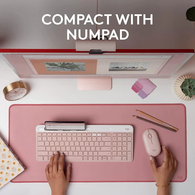 Alt view image 3 of 6 - K585 Slim Wireless Keyboard with Built-in Phone Cradle - Rose