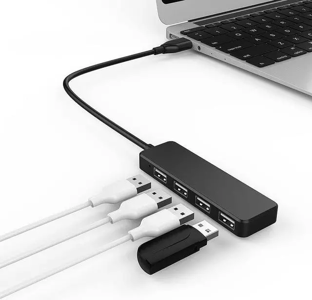 Alt view image 7 of 7 - USB Hub USB Splitter USB 4-Port Adapter USB Extender for for Laptop PC MacBook Mac Pro Mac Mini iMac Surface Pro and More (Black-USB 2.0/0.3m)