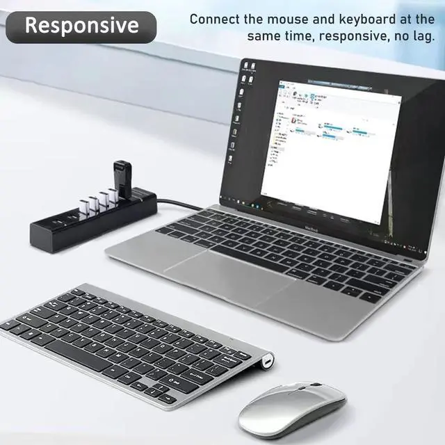 Alt view image 5 of 7 - Upgraded USB Hub 3.0 VIENON 7-Port USB Extender Splitter for Laptop PC MacBook Mac Pro Mac mini iMac Surface Pro and More USB Devices