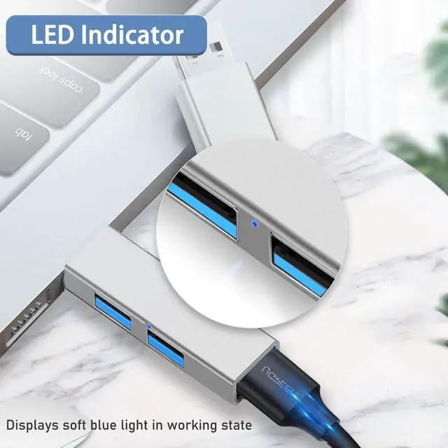 Alt view image 6 of 7 - USB 3.0 Hub, VIENON Aluminium 3-Port USB Hub USB Splitter USB Expander for Laptop, Xbox, Flash Drive, HDD, Console, Printer, Camera,Keyborad, Mouse