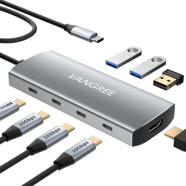 USB C to USB C Hub- 3 3.2 Gen 2 10Gbps, 100W PD, 3 USB 3.0 Ports, 4K HDMI Adapter Multiport Dongle, USB-C Splitter Expander for MacBook M1 &