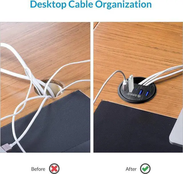 Alt view image 2 of 7 - ORICO Desk Grommet, 4 Port USB 3.0 Hub, 5Gbps Data Transmission with 4.9ft Cord for Diameter 2.36" or 60MM Hole, Office Accessories, for PC, Flash Drive, HDD Enclosure and Other USB Devices