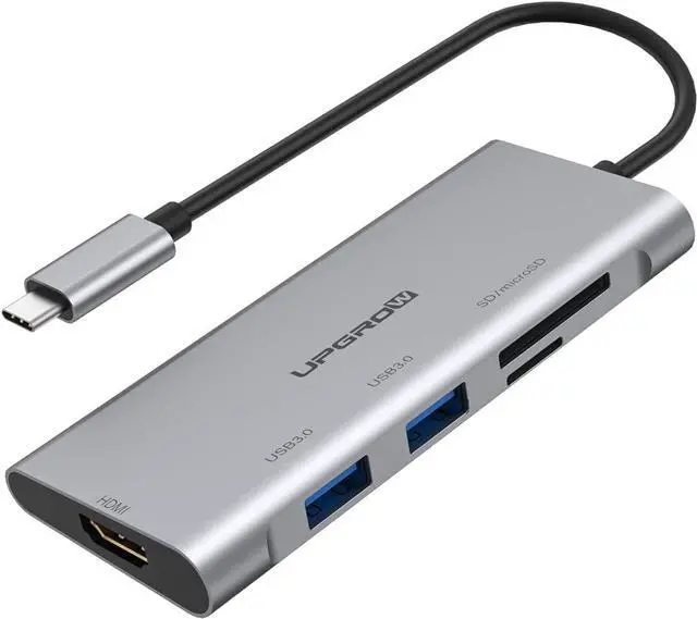 Main image of Upgrow 5-in-1 USB C Hub Adapter with HDMI, SD, Micro SD, 2 USB 3.0 Ports for MacBook, iPad,Laptop and More Type C Devices