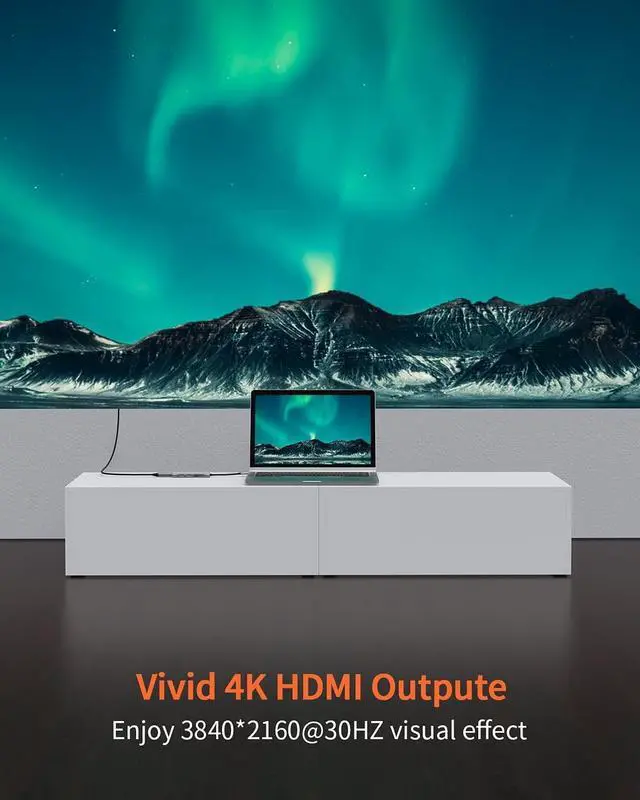 Alt view image 6 of 6 - Upgrow 5-in-1 USB C Hub Adapter with HDMI, SD, Micro SD, 2 USB 3.0 Ports for MacBook, iPad,Laptop and More Type C Devices