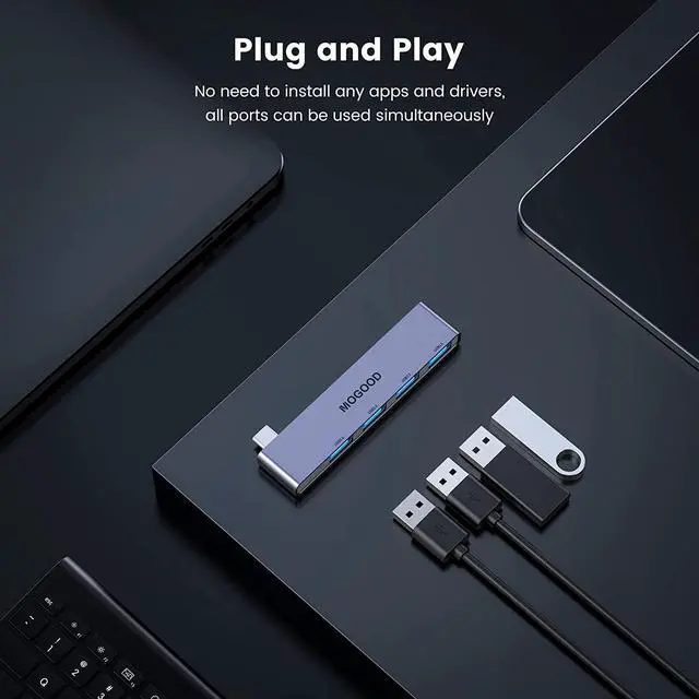Alt view image 5 of 6 - USB C to USB Hub 4 Ports USB C to USB Hub Multiport Adapter USB C Splitter with USB 3.0 Port USB Type C Docking Station for MacBook Pro/Air2020/2019 Surface Pro and More