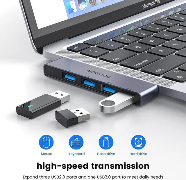Alt view image 4 of 6 - USB C to USB Hub 4 Ports USB C to USB Hub Multiport Adapter USB C Splitter with USB 3.0 Port USB Type C Docking Station for MacBook Pro/Air2020/2019 Surface Pro and More
