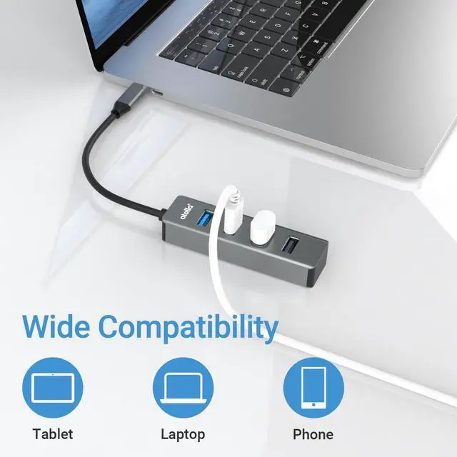 Alt view image 2 of 7 - atolla USB C Hub, Aluminum USB C to USB Adapter with USB 3.0 Port & 3 USB 2.0 Ports for MacBook Pro/Air, iPad Pro, Chromebook, XPS and More