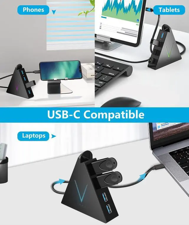 Alt view image 7 of 7 - USB C to USB Hub 4 Port, JoyReken Type C to USB Adapter with 4 USB 3.0 Ports, Thunderbolt 3 to Multiport USB 3.0 Hub, for MacBook, Mac Pro/Mini, iMac, Ps4, PS5, Surface Pro,Flash Drive