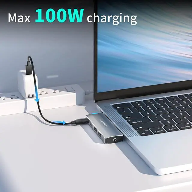Alt view image 6 of 7 - USB C Hub Adapter for MacBook Pro/Air M1 M2 13" 14" 15" 16" 2022-2019,ACASIS 5 in 1 MacBook Pro Accessories with 10Gbps 3*USB 3.1/ 100W Thunderbolt 3 PD Charing/ 3.5 Audio mic