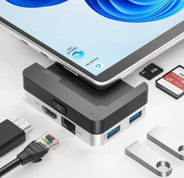 Alt view image 2 of 7 - BYEASY Surface Pro 8 Docking Station, 6-in-1 Microsoft Surface Pro 8 USB-C Hub with 4K HDMI, 1000M Ethernet LAN, SD/TF Card Reader, 2 USB 3.0 - Specifically Designed Expansion Hub for Surface Pro 8