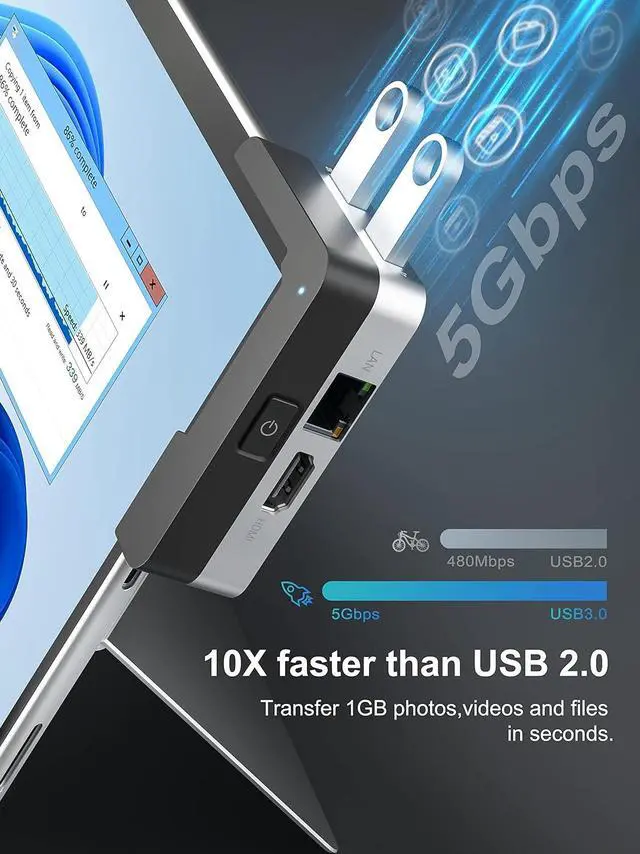 Alt view image 6 of 7 - BYEASY Surface Pro 8 Docking Station, 6-in-1 Microsoft Surface Pro 8 USB-C Hub with 4K HDMI, 1000M Ethernet LAN, SD/TF Card Reader, 2 USB 3.0 - Specifically Designed Expansion Hub for Surface Pro 8