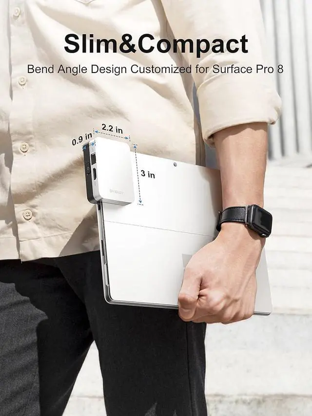 Alt view image 7 of 7 - BYEASY Surface Pro 8 Docking Station, 6-in-1 Microsoft Surface Pro 8 USB-C Hub with 4K HDMI, 1000M Ethernet LAN, SD/TF Card Reader, 2 USB 3.0 - Specifically Designed Expansion Hub for Surface Pro 8