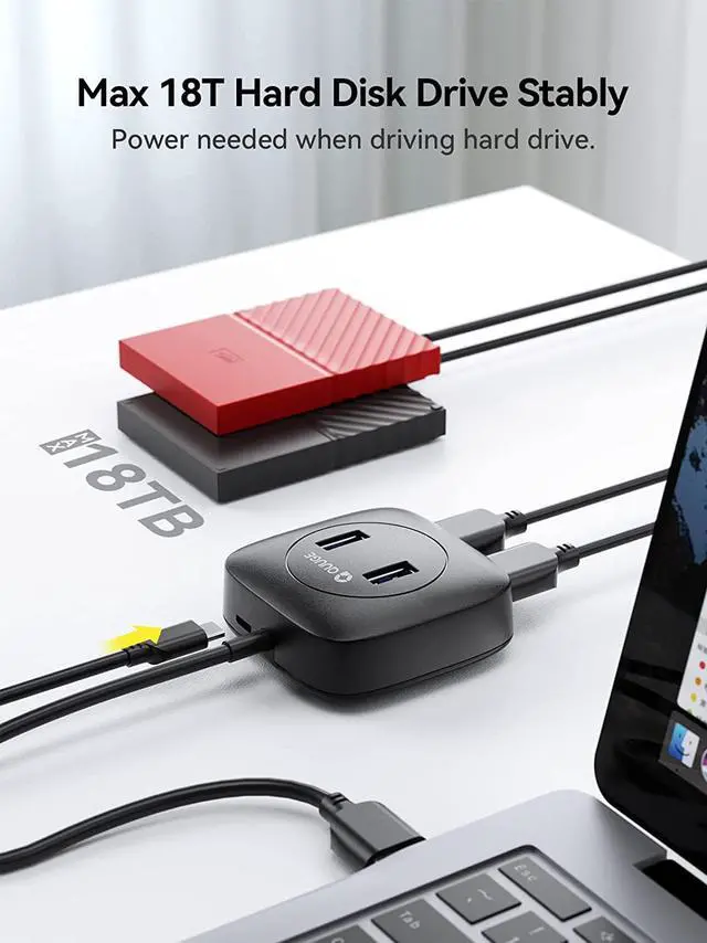 Alt view image 5 of 7 - USB Hub, USB 3.0 Hub with 4 USB A Port 5Gbps, 1.8ft Extension Cable, Micro Charging Port, USB Splitter USB Expander for Laptop, HDD, Flash Drive, MacBook, XPS, PS5, TV, PC, Switch More [Universal]