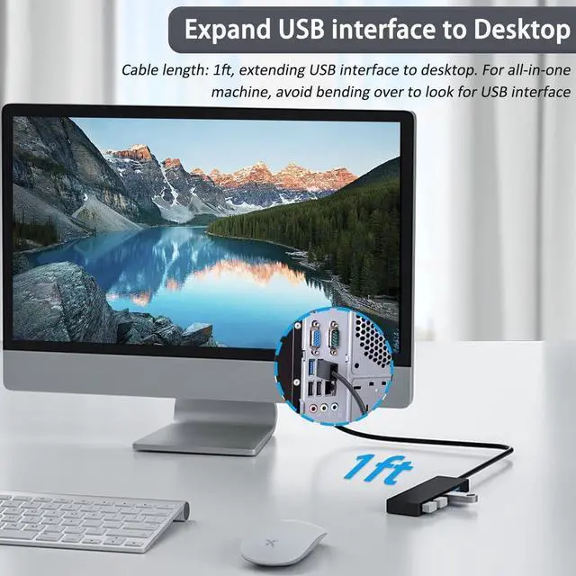 Alt view image 5 of 7 - USB Hub 3.0, ANKKY 4-Port USB 3.0 Hub USB Splitter USB Expander for Laptop, Xbox, Flash Drive, HDD, Console, Printer, Camera,Keyborad, Mouse-1FT