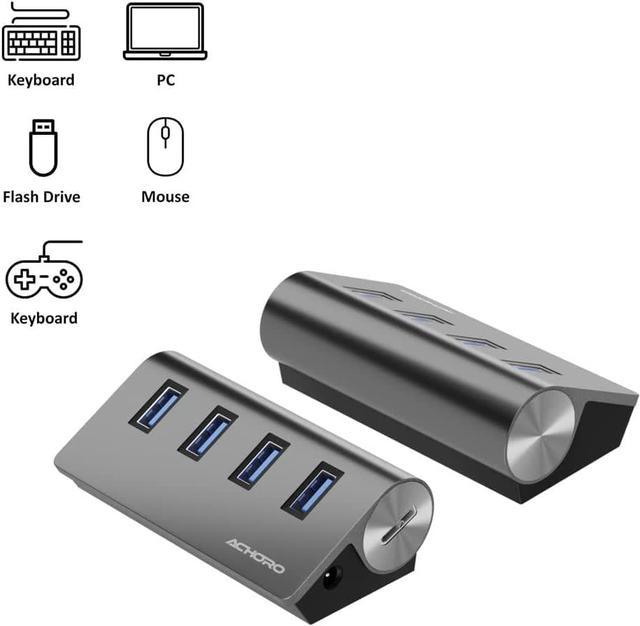  ACHORO 7 USB Hub 3.0 – Built in USB A & USB C to USB Adapter  with Multiple USB Port for PC, Mac, MacBook Pro, iMac & Desktop - Aluminium  Alloy