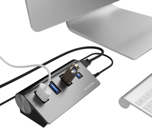  ACHORO 7 USB Hub 3.0 – Built in USB A & USB C to USB Adapter  with Multiple USB Port for PC, Mac, MacBook Pro, iMac & Desktop - Aluminium  Alloy