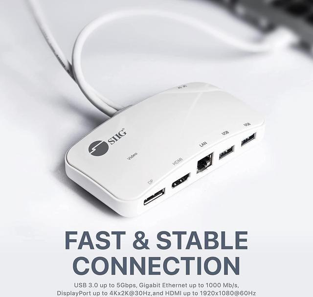 Alt view image 5 of 7 - Mini DisplayPort Thunderbolt 2 1080p Video Dock / Docking Station -1080p HDMI or DisplayPort (DP) - USB 3.0 and Gb Ethernet Adapter Hub for MacBook, Surface Pro 2/3/4/5 and Laptop (JU-H30212-S1)