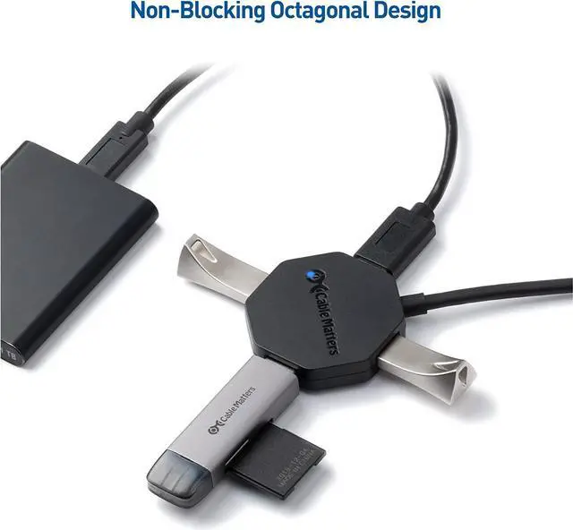 Main image of Cable Matters Ultra Mini 4 Port USB Hub with Long 4 ft Extension Cable Tail (USB 3.0 Hub, USB Extension Hub, USB Hub Long Cord, USB Extension Cable Multiple Port) in Black