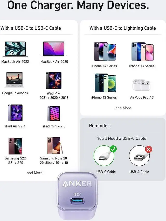 Alt view image 6 of 6 - USB C GaN Charger 30W, Anker 511 Charger (Nano 3), PIQ 3.0 Foldable PPS Fast Charger for iPhone 14/14 Pro/14 Pro Max/13 Pro/13 Pro Max, Galaxy, iPad (Cable Not Included) - Phantom Black