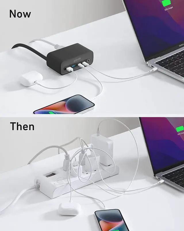 Alt view image 5 of 6 - Charging Station, 7-in-1 USB C Power Strip for iphone13/14, 5ft Extension Cord with 3AC,2USB A,2USB C,Max 65W Power Delivery Desktop Accessory for MacBook Pro, Home, Office (Phantom Black)