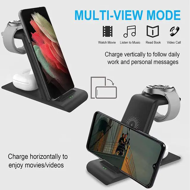 Alt view image 3 of 6 - Wireless Charging Station for Samsung Wireless Charger Stand Magnet Galaxy Watch 6 40/44/43/47/5 Pro/4/3 Active 2/1 Galaxy S23/S22/S21/S20/S10/e/Note 20/10/9/8/ Galaxy Buds2 Pro/Live Multiple Devices