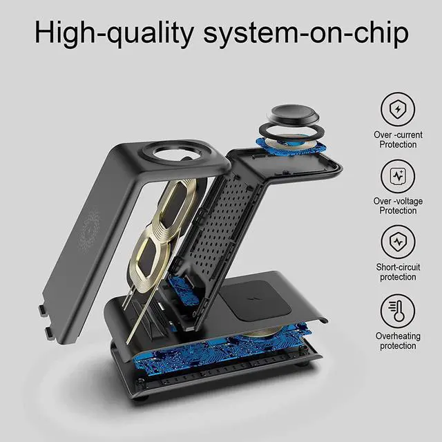 Alt view image 4 of 6 - Wireless Charging Station for Samsung Wireless Charger Stand Magnet Galaxy Watch 6 40/44/43/47/5 Pro/4/3 Active 2/1 Galaxy S23/S22/S21/S20/S10/e/Note 20/10/9/8/ Galaxy Buds2 Pro/Live Multiple Devices