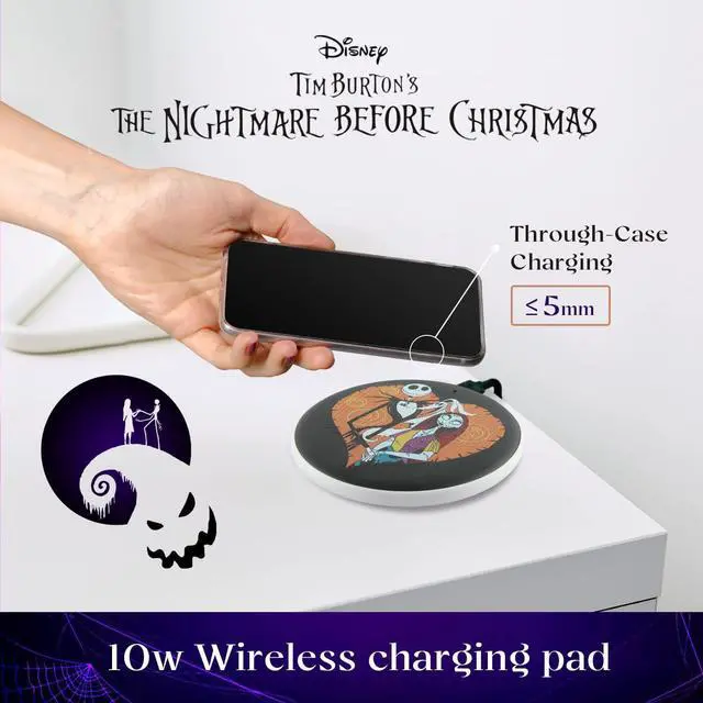 Alt view image 2 of 7 - Disney Tim Burtons The Nightmare Before Christmas Wireless Charging Pad - Jack Skellington and Sally Wireless Charger- The Nightmare Before Christmas Fan Gifts for Women and Men