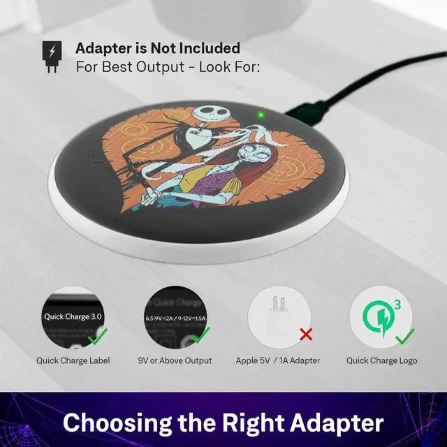 Alt view image 5 of 7 - Disney Tim Burtons The Nightmare Before Christmas Wireless Charging Pad - Jack Skellington and Sally Wireless Charger- The Nightmare Before Christmas Fan Gifts for Women and Men