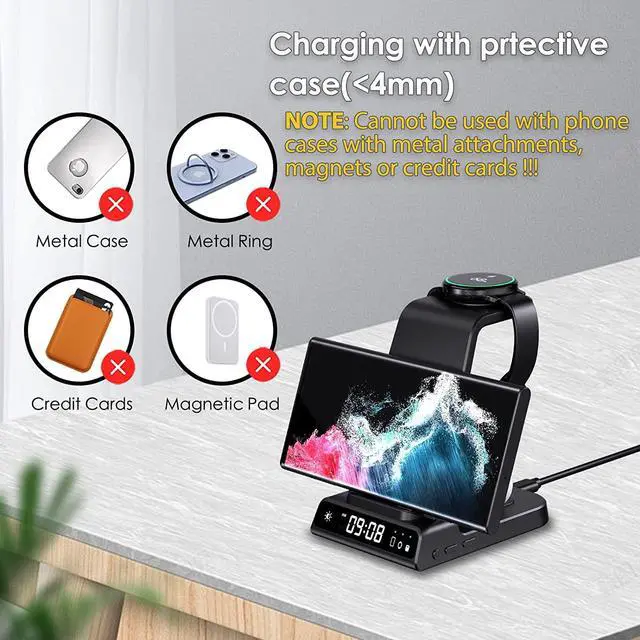 Alt view image 7 of 7 - Wireless Charger for Samsung Devices, 4 in 1 Samsung Charging Station for Galaxy S23 Ultra/Z Fold5/Z Flip5/S23/S22 Ultra/S22, Galaxy Watch Charger for Galaxy Watch 6/6 Classic/5/5 Pro/4, Galaxy Buds 2