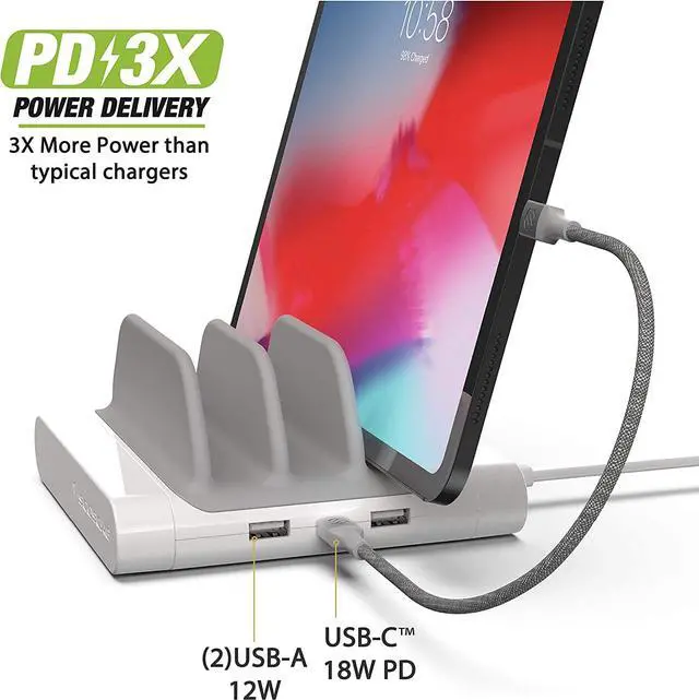 Alt view image 4 of 7 - BLKIT2WT BaseLynx Modular Charging System with a Qi-Certified Wireless Charging Station, Apple Watch Charger, Dual End Cap Charger & Multi Device Charging Station w/ Two Apple Lightning Cables