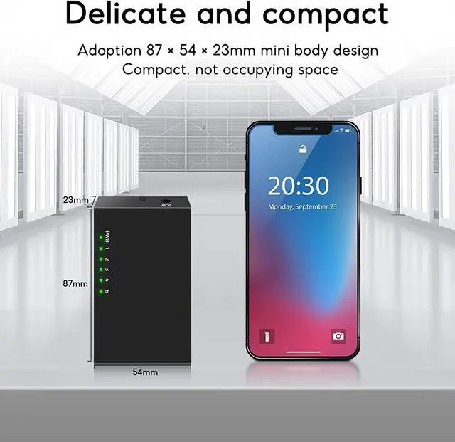 Alt view image 5 of 7 - 5 Port Gigabit Ethernet Switch|Mini Metal Housing Switch|Plug&Play|Fanless Design| Desktop Ethernet Splitter |Quiet Unmanaged Network Switch