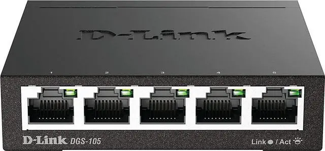 Alt view image 2 of 7 - D-Link DGS-105/B 5-Port Gigabit Unmanaged Metal Desktop Switch 10/100/1000 Mbit/s - UK Version, Black DGS-105/B