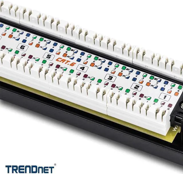 Alt view image 7 of 7 - TRENDnet 16-Port Cat6 Unshielded Patch Panel, TC-P16C6, Wallmount or Rackmount, 1U 19" Cat3/Cat4/Cat5/Cat5e/Cat6 Compatible, 250Mhz Connection, Ethernet/Fast Ethernet/Gigabit Ethernet (1000Base-T)