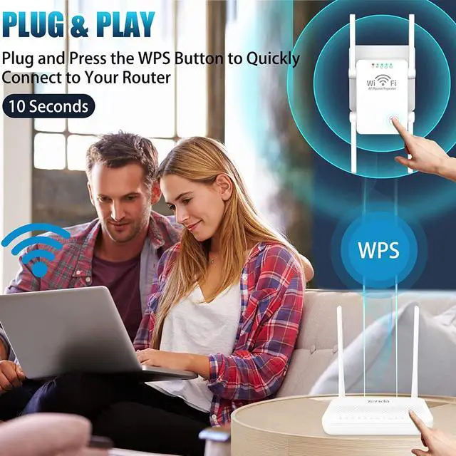 Alt view image 4 of 7 - WiFi Extenders Signal Booster for Home, WiFi Extender 300Mbps, WiFi Booster, Wireless Signal Range Amplifier Covers Up to 3000 Sq.ft, WiFi Repeater, Internet Booster, Internet Extender