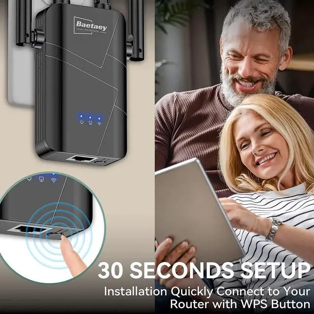 Alt view image 3 of 7 - 2023 Release WiFi Extender Signal Booster for Home - up to 9000 sq.ft Coverage, Wireless Internet Repeater - Long Range WiFi Booster and Signal Amplifier w/ Ethernet Port, 1-Tap Setup, 2.4GHz