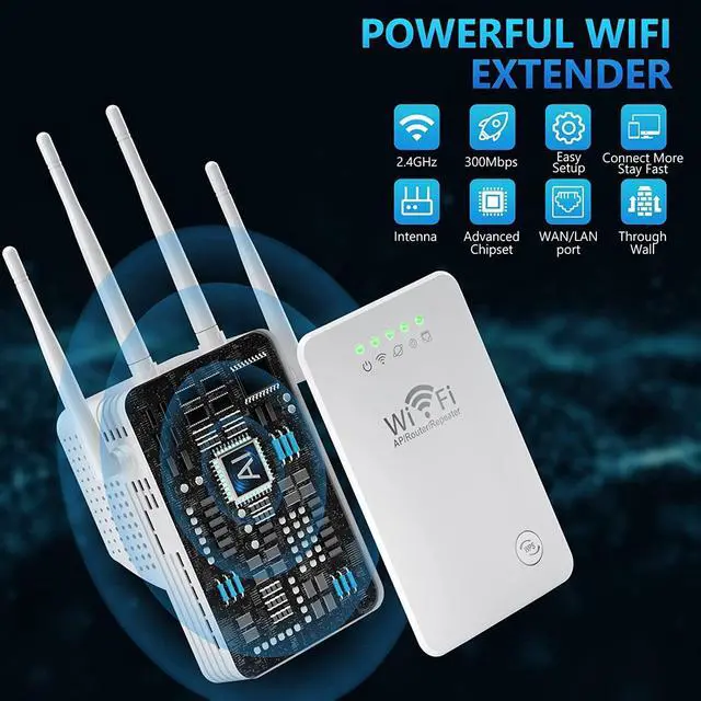 Alt view image 4 of 7 - WiFi Extender, WiFi Signal Booster Up to 4000sq.ft and 26 Devices, WiFi Range Extender, Wireless Internet Repeater, Long Range Amplifier with Ethernet Port, 1-Tap Setup, Access Point, Alexa Compatible