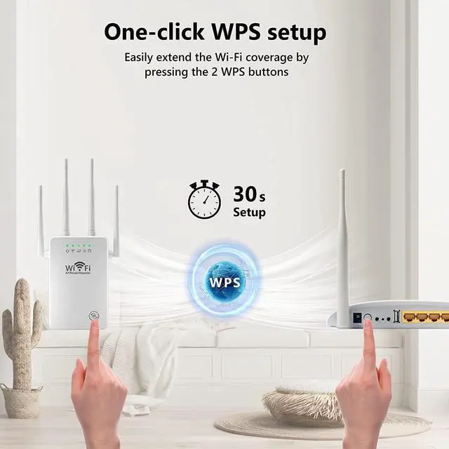 Alt view image 6 of 7 - WiFi Extender, WiFi Signal Booster Up to 4000sq.ft and 26 Devices, WiFi Range Extender, Wireless Internet Repeater, Long Range Amplifier with Ethernet Port, 1-Tap Setup, Access Point, Alexa Compatible