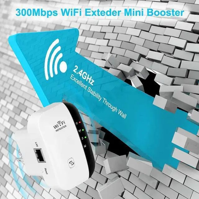 Alt view image 3 of 7 - Apartment 2 Cards 300Mbps WiFi Extender Signal Booster, Wireless Dual-Band Network Repeater, with Ethernet Port, 1-Tap Setup Access Point,Covers Up to 2640 Square Feet, WiFi Range Extender